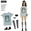 Conjunto de roupas para boneca de 30cm, boneca multiarticulada pode usar roupas casuais, sapatos, óculos, combinação