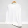 Nueva Camiseta de Algodón Puro para Hombre 2026, Ropa Interior de Manga Larga para Otoño e Invierno, Top Blanco Liso, Cuello Redondo, Camiseta Base 100% Algodón
