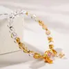 Atacado Cristal Natural Torre de Cristal Amarela Cristal Branco Fruto da Abóbora Pulseira da Fortuna Novo Estilo Chinês Tendência Nacional Criativo Cultural Pulseira Feminina