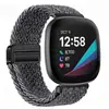 Adecuado para correa Fitbit Versa 4, Sense bucle tejido de nailon con cierre magnético de metal Versa 2