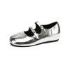 Zapatos Mary Jane Retro de Plata Weiwei Lady 9237-1 para Mujer, Aumentadores de Altura, Verano, Adecuados para Faldas, Zapatos con Separación de Dedos Tipo Pata de Cerdo