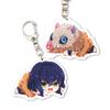 Llavero acrílico de anime con forma de rosa que sale de la puerta de la cocina, con diseño de lobo de carbón y frijoles, colgante de sándwich de doble cara, fabricantes al por mayor