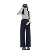Calça de maternidade 2026 outono e inverno novo estilo, comprimento estendido, retrô, solta, perna reta, casual, calça de maternidade de perna larga da moda