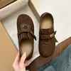 Sapatos Casuais de Lã Versáteis Estilo Coreano Retrô para Mulheres 2026 Nova Moda Primavera e Outono Sapatos Flat Mary Jane com Velcro