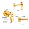 Pendientes de Stud Europeos y Americanos Creativos Transfronterizos con Cierre de Rosca, Pendientes Simples de Moda Ins, Joyería de Stud de Acero Inoxidable