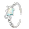 Anillo de Estrella y Luna para Mujer Diseño Primavera 2025 Ajustable Moderno Simple Anillo de Pentagrama