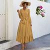 Vestido dividido con cuello en V y estampado de puntos popular de Amazon, ropa de mujer europea y americana transfronteriza de otoño e invierno de 2022
