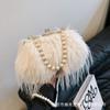 Bolso bandolera portátil de cadena de perlas de pluma de pavo real de imitación INS transfronterizo, pequeño y fragante, de felpa, para mujer, que combina con todo.