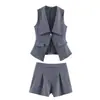 Ins Transfronterizo Europeo y Americano 2026 Nueva Moda Elegante Ropa de Mujer al por Mayor Estilo Commuter Urbano Conjunto de Dos Piezas Chaleco y Shorts