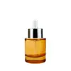 Em Estoque Frasco Redondo Reto de Vidro para Óleo Essencial de 15ml com Fundo Grosso, Ombro Reto, Frasco Dosador Cosmético, Frasco de Vidro com Conta-gotas Pressão de 50ml Atacado