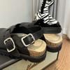 Zapatos Birkenstock de Otoño e Invierno, Piel Genuina, Estilo 101.3kg, Pantuflas de Punta Cerrada, Zapatos de Suela Gruesa que Aumentan la Altura, Suela Blanda Versión Europea, Estilo Europeo y Americano