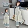 Conjunto para Niñas 2025 Nuevo Vestido Infantil Jeans Top Tres Piezas Versátil Estilo Coreano Ropa Infantil Casual Versátil