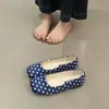 Zapatos Mary Jane Planos de Lunares Blanco y Negro Estilo Francés Retro para Mujer, Zapatos Versátiles de Corte Bajo para Personas Bajitas