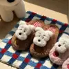 Chinelos de algodão com desenho de cachorrinho para mulheres, chinelos de pelúcia quentes para uso doméstico no inverno, chinelos de pelúcia com sola grossa antiderrapante para outono e inverno