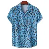 Camisa de Verano 2023 Estilo Cubano Nuevo Comercio Exterior Estampado de Palmeras Manga Corta Moda Casual Top para Hombre