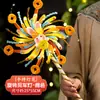 Linterna del Festival de Medio Otoño molinillo de viento giratorio linterna brillante palo giratorio materiales DIY hechos a mano linterna de conejo portátil para niños