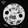 Huagang Gem Piedra Desnuda de Circonita Blanca Redonda de Doble Agujero Perforada Artificial cz Hao Piedra Perforada Piedra para Joyería DIY
