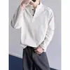 Atacado do fabricante Camisa Henley estilo americano T-shirt de manga comprida para homens, tendência primavera e outono, camisa básica masculina de corte solto