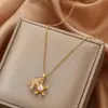 Collar de Perlas con Estrella de Mar Dorada para Mujer, Diseño Abrible, Cadena para Clavícula de Lujo Ligero, Joyería Versátil de Acero de Titanio de Moda al por Mayor