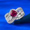 Anillo cuadrado de 6 x 6 cm con corindón de sangre de paloma retro francés de 1 quilate y plata S925 de Longlong Gold Jewelry Live