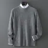 Suéter Pulóver 100% Lana Pura para Hombre Cuello Redondo Engrosado Otoño e Invierno Holgado Casual Tejido Base Superior