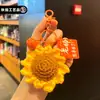 Día del Maestro Hilo Crochet Hecho a Mano Girasol Llavero Colgante para Bolsa Bendición Pequeño Regalo para Maestros