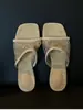 Sandalias Sexy de Malla con Punta Cuadrada sin Cierre para Mujer, Nuevo Color Albaricoque Moda con Pedrería Huecas Verano Estilo Francés Pantuflas