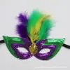 Acessórios de Fantasia de Carnaval Europeu e Americano Transfronteiriços Faixa de Cabeça de Pena Tricolor Lantejoujoujante Adereços de Festa Bar Baile de Máscaras