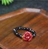 Anillo de Cinabrio con Cuentas Naturales de Arena Dorada Púrpura de Alto Contenido, Anillo de Flor de Rosa Pixiu, Joyería Creativa Cultural y Creativa Regalo