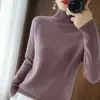 Suéter Pulóver Nuevo de Cuello Alto Otoño e Invierno para Mujer, Holgado, Engrosado, Coreano, Color Sólido, Camisa Base de Punto de Cuello Alto, Suéter de Punto para Mujer