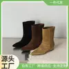 Taobao Douyin Xiaohongshu Distribuição Fornecimento Botas Curtas Couro Integral Salto Bloco Moda Adulto Botas Outros Pedidos Fornecimento Direto da Fábrica