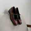 Zapatos Mary Jane cómodos, silenciosos, antideslizantes, con lazo de piel, colección otoño 2026, punta cuadrada gruesa, tacón medio, correa única para mujer