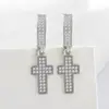 Aretes de Cruz de Diamantes Completos Populares Hip-Hop de Venta Caliente Transfronteriza para Hombres y Mujeres, Aretes de Circonio de Moda, Aretes, Venta al por Mayor de Aretes