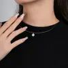 Colar Simples de Zircônia em Prata de Lei S925 Novo Versátil Exquisito Fio de Pesca Invisível Toque Avançado Corrente de Clavícula Lágrimas de Sereia