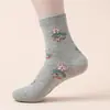 Meias femininas Zhuji meias para mãe desodorantes primavera e outono quatro estações boca larga jacquard meias de cano médio para idosos avó meias femininas