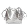Bolso de Mano Plateado de Nicho para Mujer 2026 Nuevo de Moda Versátil Bolso Cruzado con Cadena de Moda Súper Popular Bolso Cubo