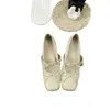 Estilo Novo Primavera/Verão 2026 Sapatilhas Mary Jane Femininas com Aumento Interno de 5cm de Altura, Bico Quadrado com Laço, Design Versátil de Salto Baixo