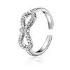 Anel Shijia de Cobre com Microincrustação de Zircônia para Mulheres, Laço Simples Amor Eterno com Diamantes, Anel para Dedo Indicador Amor Infinito Venda por Atacado