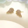 Pendientes de Plata de Ley S925 con Alas Incrustadas de Circonita Diamante para Mujer, Gama Alta, Lujo Accesible, Pequeños, Exquisitos, Pendientes de Nicho Super Hada