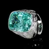 Anel Huabi Jewelry 2025 Base de Cobre Banhado a Ouro Imitação Banhado a Azul Cobre Azul Incrustado Retrô Luxo Leve para Mulheres 15*20