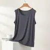 Top de Modal Feminino, regata fina casual sem mangas solta, peça íntima de verão com alças largas