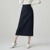 Nueva Falda Lápiz Casual de Color Sólido con Abertura Trasera, Corte Delgado y Cintura Alta para Mujer