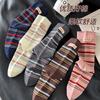 Calcetines Finos a Rayas de Media Pantorrilla, Calcetines de Algodón para Otoño con Etiqueta de Tela en el Talón, Ropa Casual de Primavera y Otoño, Calcetines de Algodón Sin Costuras, Calcetines Holgados Versátiles