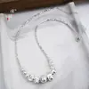 Collar de Ojo de Gato Plateado con Gradiente Cepillado del Mismo Estilo de la Tienda de Oro Puzuo para Mujer, Moda de Nicho de Lujo Ligero con un Toque de Alta Gama, Cadena para la Clavícula