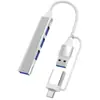 Hub USB Tipo C de Doble Cabezal Uno a Cuatro Puertos 3.0 de Alta Velocidad Divisor USB para Computadora Expande 4 Puertos USB
