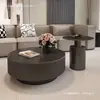 Mesa de centro de luxo leve estilo italiano em pedra sinterizada para espaços pequenos, mesa de chá redonda moderna e simples de alta qualidade para sala de estar e casa