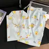 Promoción de transmisión en vivo de primavera: pijama nuevo para mujer, con un cárdigan de doble capa y cuello estiloso, estampado creativo y sencillo de nubes, y suave tejido de algodón de manga larga