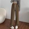 Pantalones Rectos Casuales de Verano para Adelgazar Talla Estrecha Chifón Macaron para Traje de Mujer Pequeña Pantalones de Pierna Ancha de Seda Helada