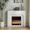 Armário Decorativo de Lareira Falsa Estilo Francês, Armário de Armazenamento Divisório Moderno Minimalista para Entrada Corredor Hall com Atomização de Chama