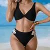 2026 Novo Verão Sexy Bikini de Comércio Exterior Peça Única Maiô Feminino Europeu Americano Cor Sólida Amarração no Pescoço Roupa de Banho Atacado